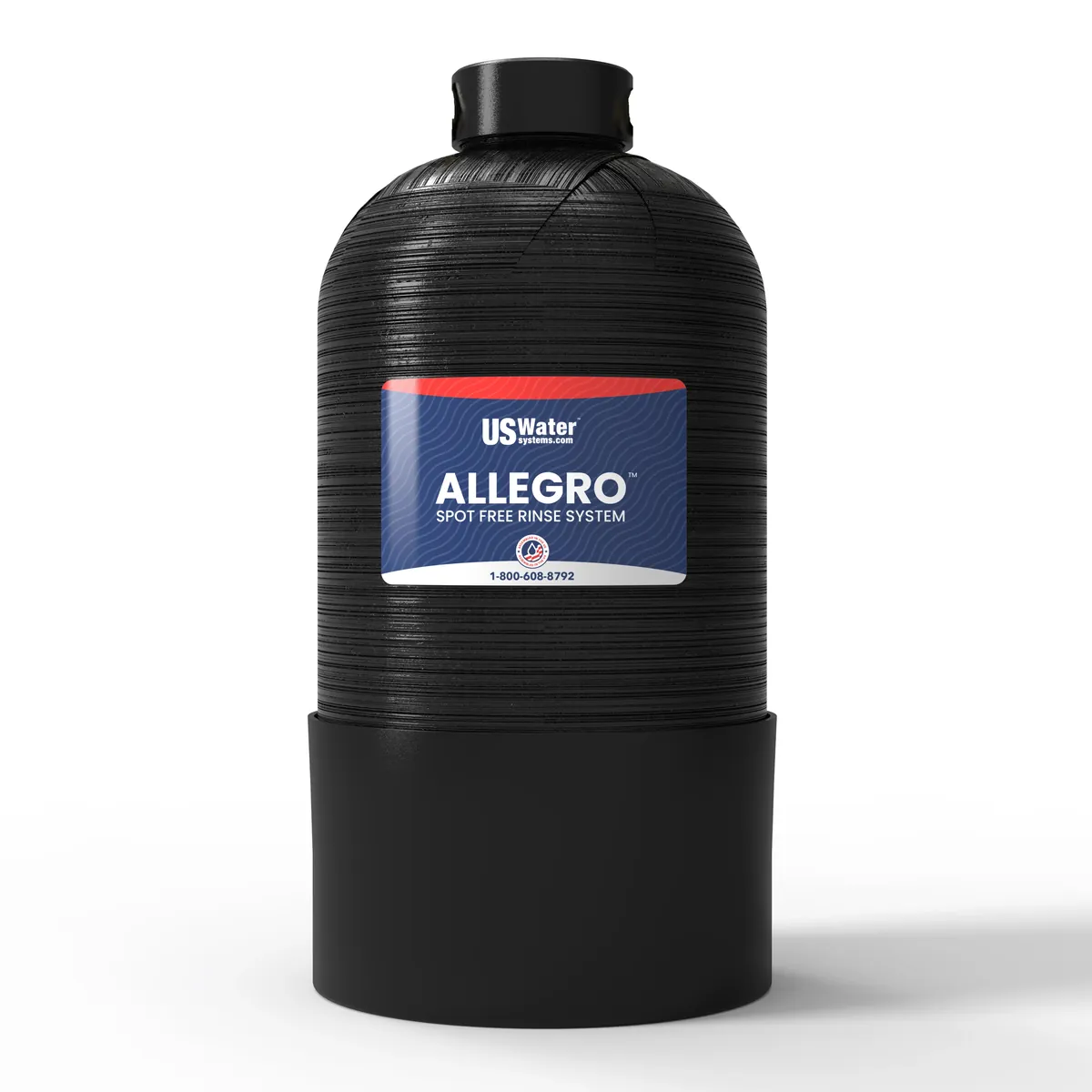 US Water Systems Allegro DI Spot-Free Rinse Tank System — black deionization tank with US Water Systems label