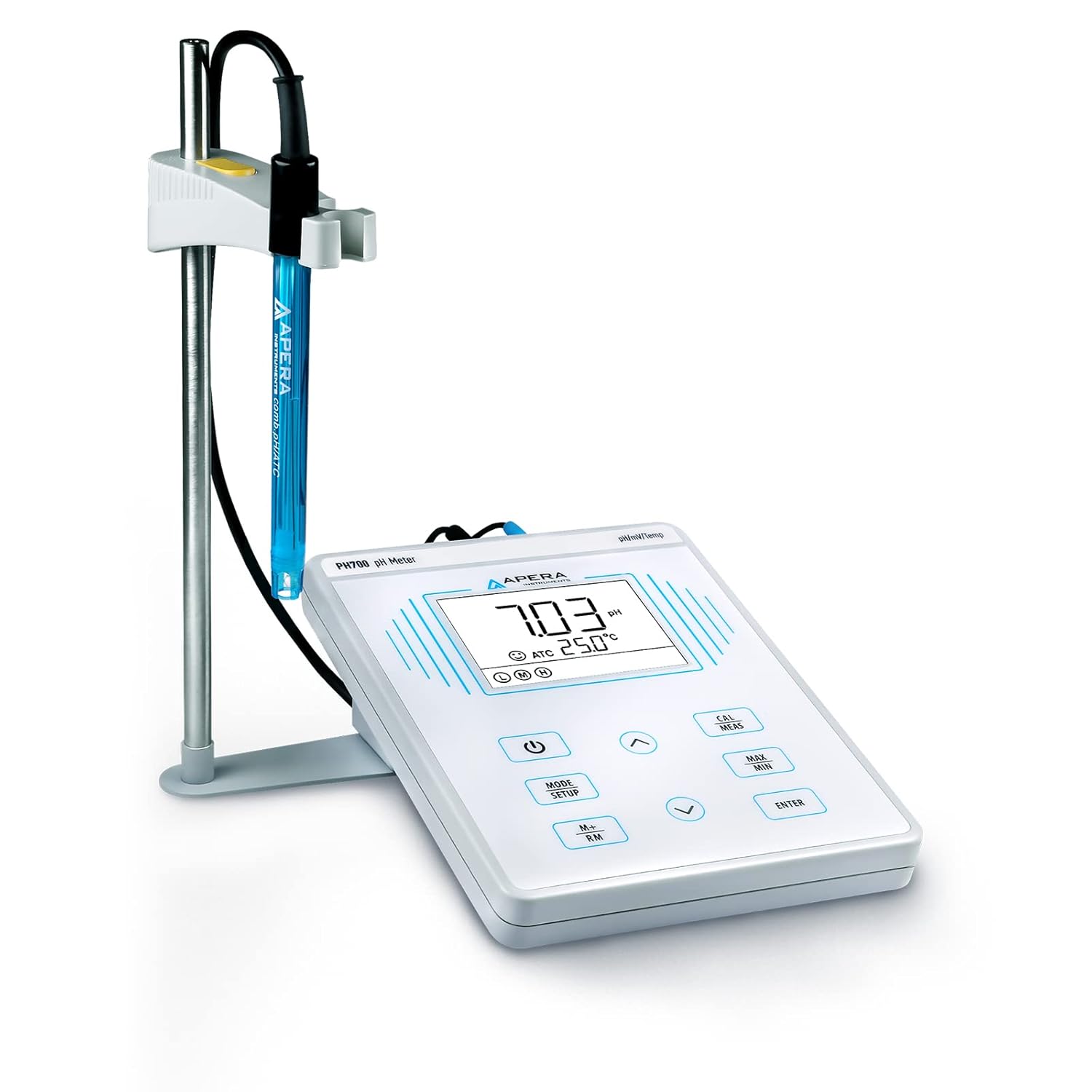 Apera Instruments AI501 PH700 benchtop laboratory pH meter with 201T-F combination electrode and electrode holder