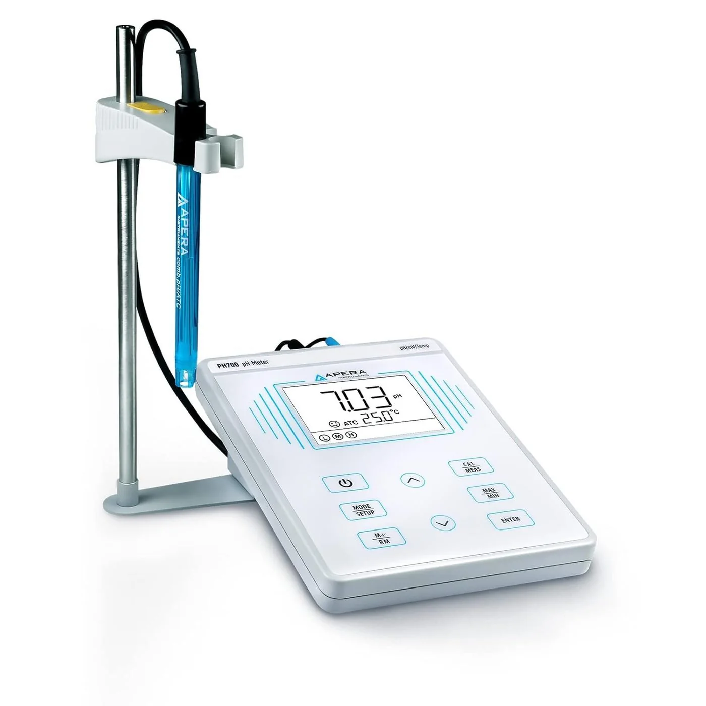 Apera Instruments AI501 PH700 benchtop laboratory pH meter with 201T-F combination electrode and electrode holder