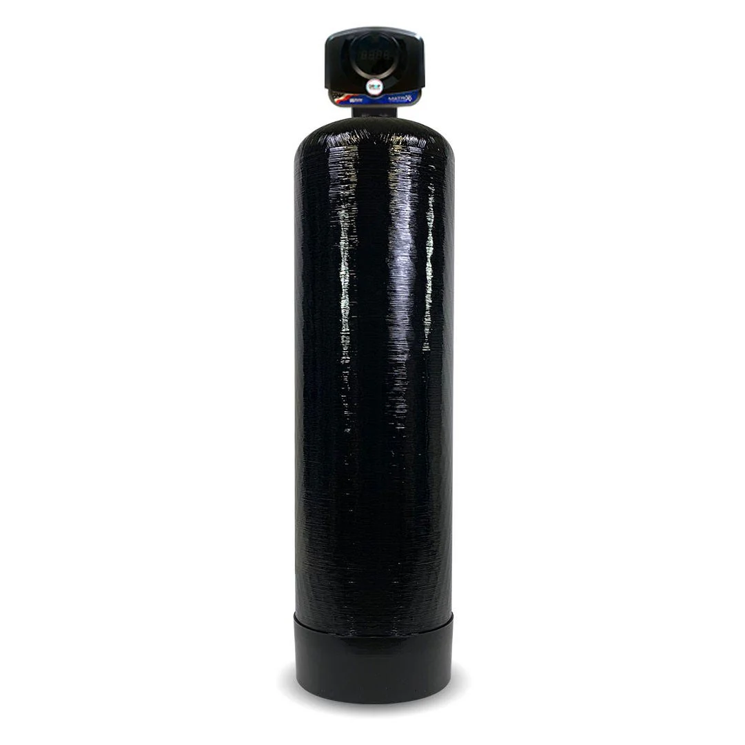 Matrixx DROP Bodyguard Plus 1.25 inch backwashing carbon filter - black fiberglass tank with DROP smart valve